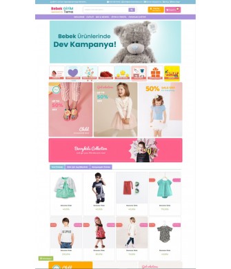 E-Commerce Market 3.x Baby Clothing Theme Full Package